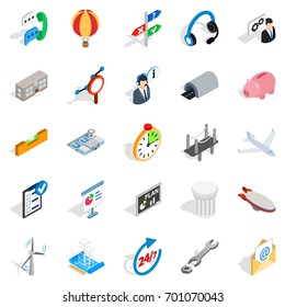 Elaboration icons set. Isometric set of 25 elaboration vector icons for web isolated on white background