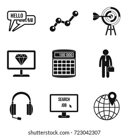 Elaboration icons set. Simple set of 9 elaboration vector icons for web isolated on white background