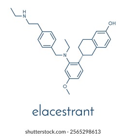 Elacestrant drug molecule. Skeletal formula.