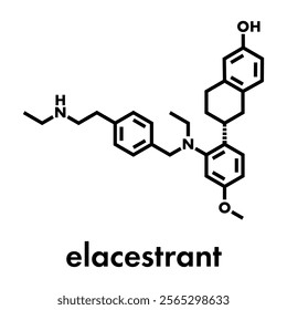 Elacestrant drug molecule. Skeletal formula.