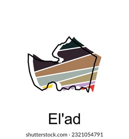 El'ad map icon vector illustration, Map is highlighted on the Israel country, illustration design template