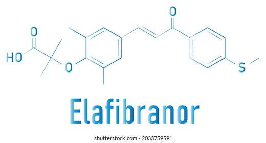 Elafibranor drug molecule skeletal formula.