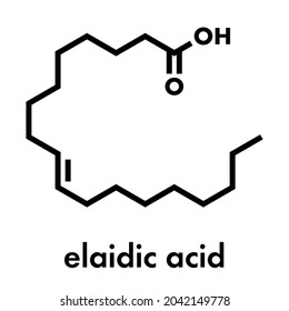 Elaidic Acid Molecule. The Main Trans Fat Found In Hydrogenated Vegetable Oils. Skeletal Formula.