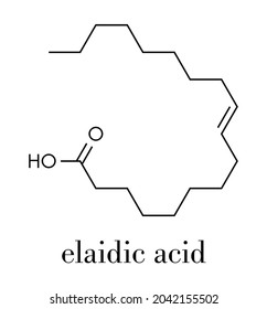 Elaidic Acid Molecule. The Main Trans Fat Found In Hydrogenated Vegetable Oils. Skeletal Formula.