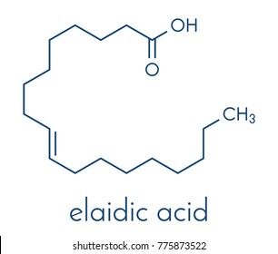 Elaidic Acid Molecule. The Main Trans Fat Found In Hydrogenated Vegetable Oils. Skeletal Formula.