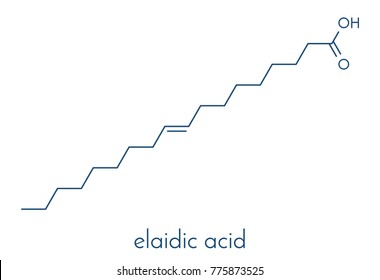 Elaidic Acid Molecule. The Main Trans Fat Found In Hydrogenated Vegetable Oils. Skeletal Formula.