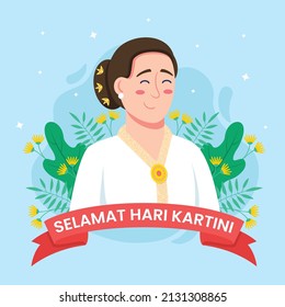 elamat hari Kartini. Translation Happy Kartini day. Kartini is the heroes of women education and human right in Indonesia