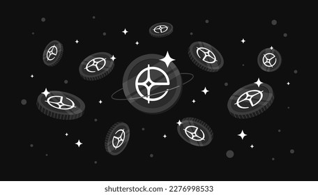 ELAN coins falling from the sky. ELAN cryptocurrency concept banner background.