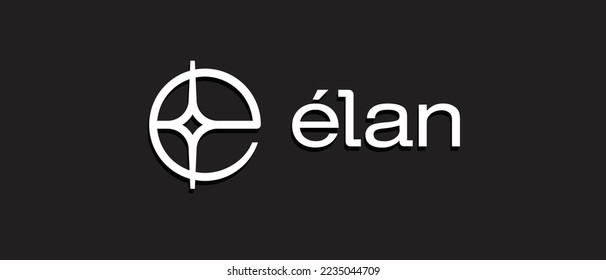 Elan cryptowährung ELAN Token, Cryptowährung Logo auf isoliertem Hintergrund mit Text.