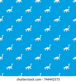 Elasmosaurine dinosaur pattern repeat seamless in blue color for any design. Vector geometric illustration