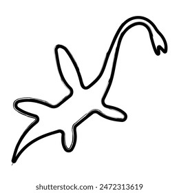 elasmosaurus brush strokes on a white background. Vector illustration.