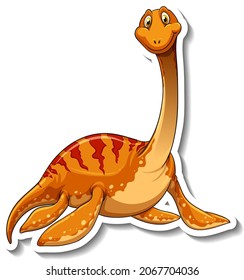 Elasmosaurus dinosaur cartoon character sticker illustration