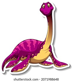 Elasmosaurus dinosaur cartoon character sticker illustration