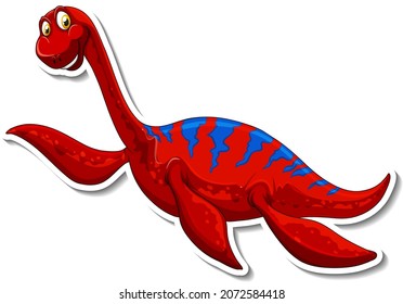 Elasmosaurus dinosaur cartoon character sticker illustration
