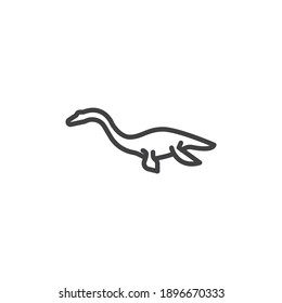 Elasmosaurus dinosaur line icon. linear style sign for mobile concept and web design. Elasmosaurus outline vector icon. Symbol, logo illustration. Vector graphics