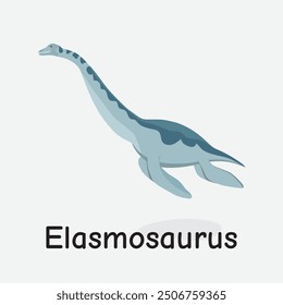 Elasmosaurus Dinosaur Vector Illustration with Long Neck Marine