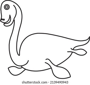 Elasmosaurus Line art vector drawing