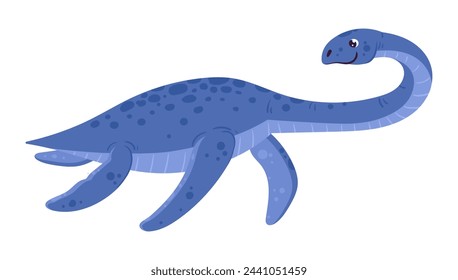 Elasmosaurus marine reptile. Plesiosaurs carnivorous underwater dinosaur, long-necked cretaceous period dinosaur, ancient herbivorous elasmosaurus dino flat vector illustration. Elasmosaurus reptile