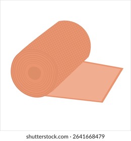 Elastic adhesive bandage in brown roll,
suitable for wound care and support,
used in first aid and treatment,
medical gear, flat design style.