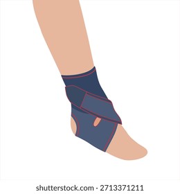 Suporte de tornozelo elástico. Adequado para sapatos esportivos. Suporte de pé de compressão. Estabilidade durante a corrida, saltos, curvas agudas. Nível profissional de apoio para qualquer esporte. Isolamento de ilustração vetorial
