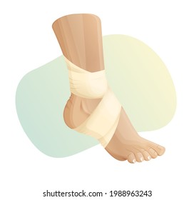 Elastic bandage for Ankle Sprain - Illustration as EPS 10 File