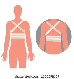 Elastic bandage around body. First aid kit 