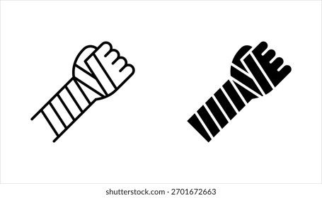 Conjunto de ícones de bandagem elástica. Sofre de ferimentos. Junte-se ao tratamento de trauma. ilustração vetorial no fundo branco