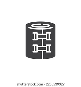 Icono de vector de ajuste de vendas elásticas. signo plano relleno para concepto móvil y diseño web. Icono de glifo de venda médica. Símbolo, ilustración del logotipo. Gráficos vectoriales