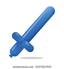 Elastic Blue balloon shape as Sword flat art vector design illustration with simple shape perfect for fantasy or kids game item asset 