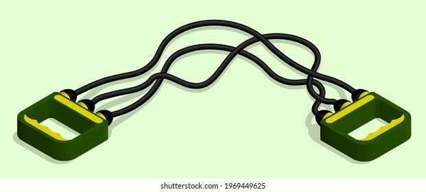 elastic expander for chest and arms in isometric view. Rubber sports trainer for fitness. Vector