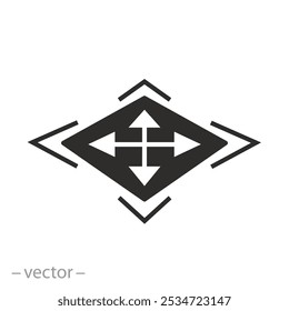 elastic feature material, stretch fabric icon, clothes resize, flat vector illustration