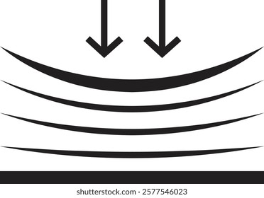 Elastic flexibility icon. Compact and push arrow sign. Stretched and compressed element, Flexible pressure symbol. Quality design element. Resilience material sign. Editable stroke.