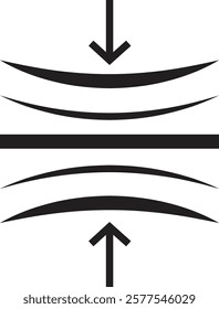 Elastic flexibility icon. Compact and push arrow sign. Stretched and compressed element, Flexible pressure symbol. Quality design element. Resilience material sign. Editable stroke.