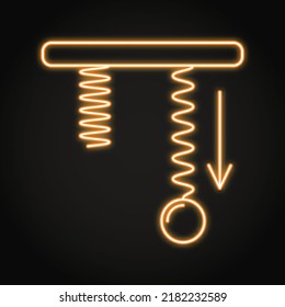 Elastic force neon icon in line style. Law of physics symbol. Elasticity of spring. Vector illustration.