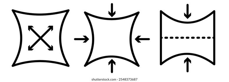 Ícone Elástico. Ícone de setas de compactação. Ícone Resiliência. Ilustração vetorial.