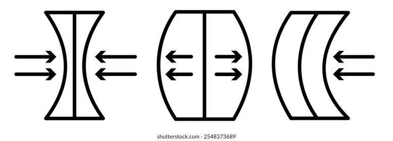 Ícone Elástico. Ícone de setas de compactação. Ícone Resiliência. Ilustração vetorial.