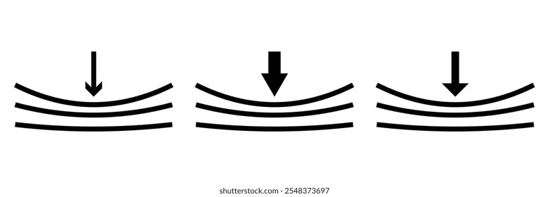 Ícone Elástico. Ícone de setas de compactação. Ícone Resiliência. Ilustração vetorial.