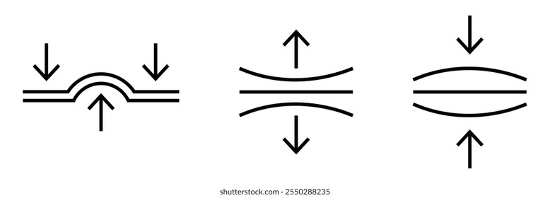 Ícone Elástico. Ícone de setas de compactação. Ícone Resiliência. Ilustração de vetor de ícone elástico em plano de fundo isolado.