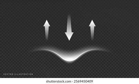 Elastic icon, resilience material sign, surface ability when press, vector illustration