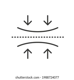 Elastic line icon. Simple outline style. Flexible, arrow, bounce, logo, jump, structure, curve, shape, energy concept. Vector illustration isolated on white background. Thin stroke EPS 10.