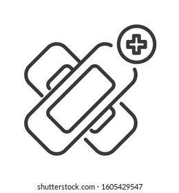 Elastic medical plaster line black icon. Adhesive bandage concept. Sign for web page, mobile app, button, logo. Vector isolated sign.