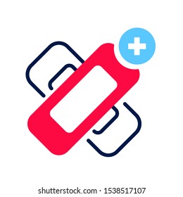 Elastic medical plaster line color icon. Adhesive bandage concept. Sign for web page, mobile app, button, logo. Vector isolated sign.