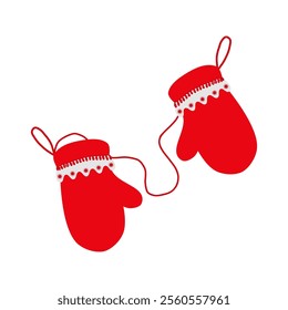 Elastic mittens, winter mittens, decoration, handicrafts, color drawing, transparent background.