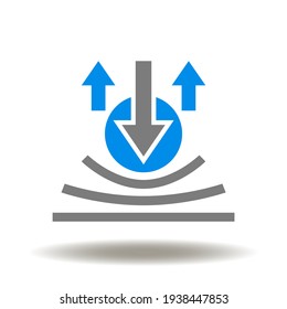 Elastic resilient lines bend down from the ball and tend to straighten up vector icon. Resilience symbol.