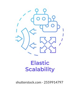 Elastic scalability blue gradient concept icon. RPA flexibility for business needs. Robotic process automation. Round shape line illustration. Abstract idea. Graphic design. Easy to use in article