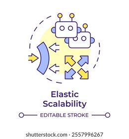 Elastic scalability multi color concept icon. RPA flexibility for business needs. Robotic process automation. Round shape line illustration. Abstract idea. Graphic design. Easy to use in article