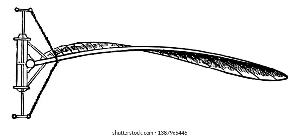 Elastic Spiral Wing which twists and untwists during its action, vintage line drawing or engraving illustration.