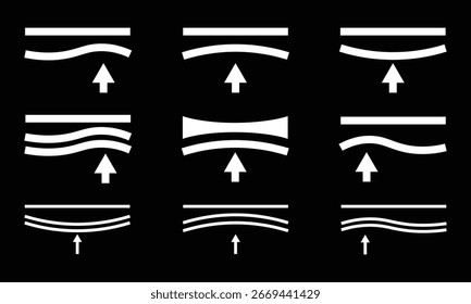 Elastic thin line vector icon set.