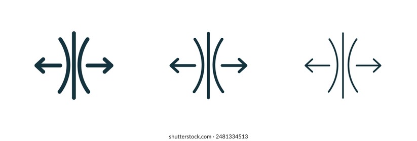Elastic vector icon set black filled and outlined style.