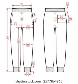 Elastic waist pants, size chart